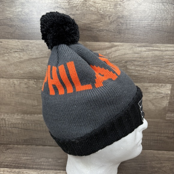 Philadelphia Flyers Mitchell & Ness Beanie Winter Hat Black Gray Orange - Picture 4 of 9